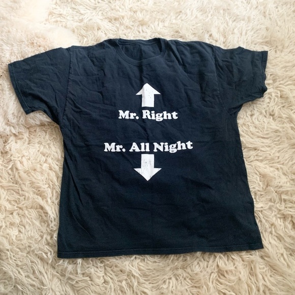 Funny Tee Plus Size Mr. Right & Mr. All Night 3X black White - Picture 2 of 8